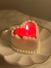 Load image into Gallery viewer, Red / White Heart Cake Candle