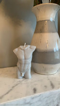 Load image into Gallery viewer, Grey Male Form Candle scented with Coconut Milk and Lavender