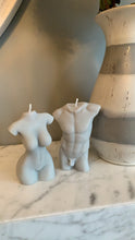 Load image into Gallery viewer, Grey Female and Male Form Candle Set Scented with Coconut Milk & Lavender