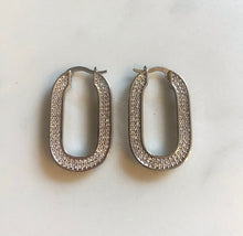 Load image into Gallery viewer, Diamanté oval hoops