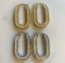 Load image into Gallery viewer, Diamanté oval hoops
