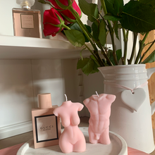 Load image into Gallery viewer, Baby Pink Female and Male Candle Set Scented with Peony & Blush Suede