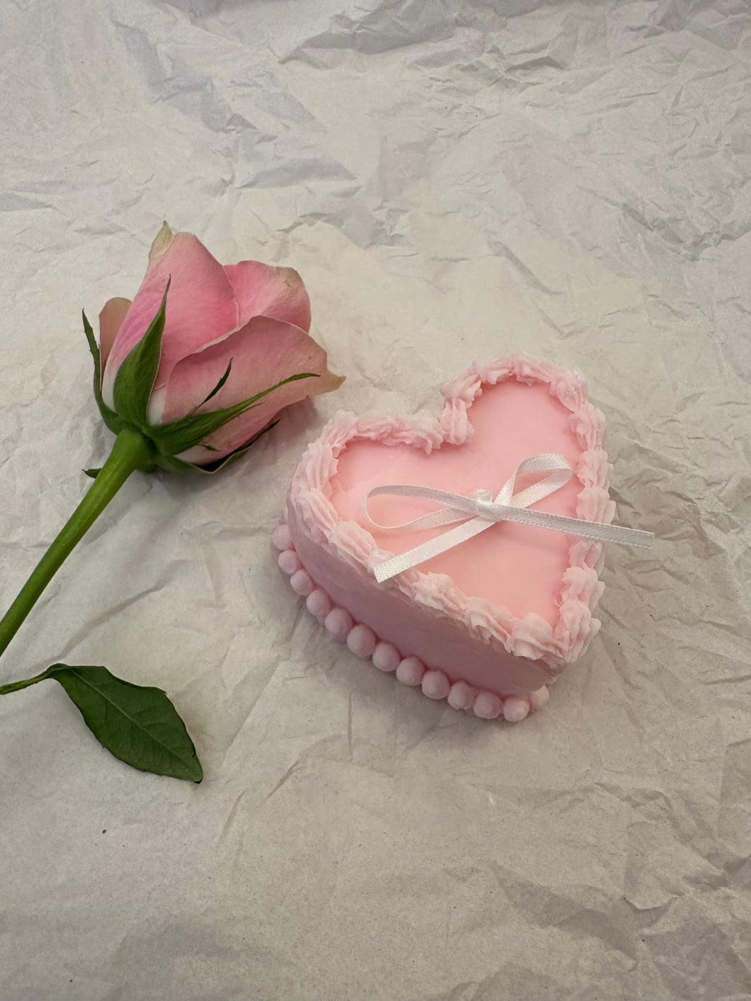 Pink Heart Cake Candle