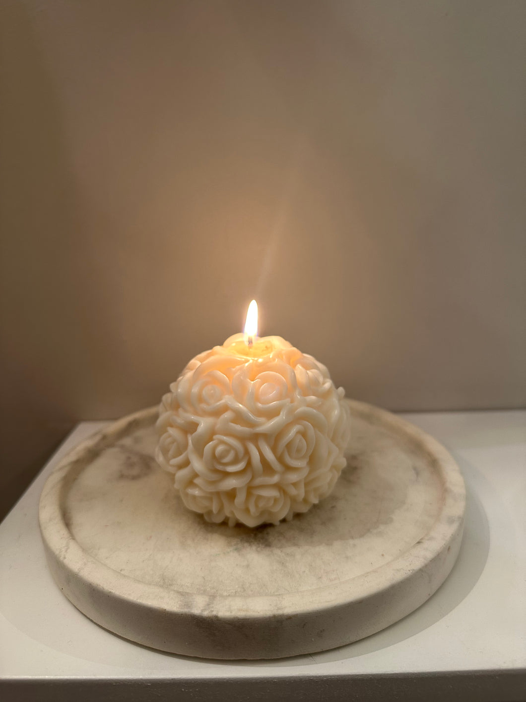 White Rose Ball Candle