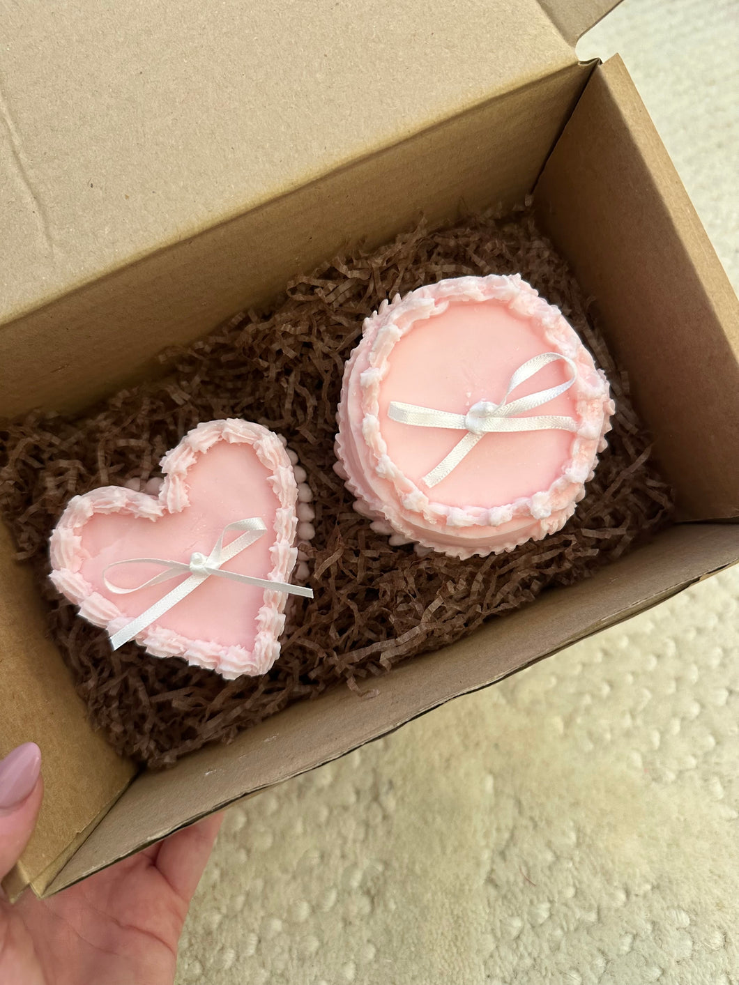 Pink Cake Candle Duo