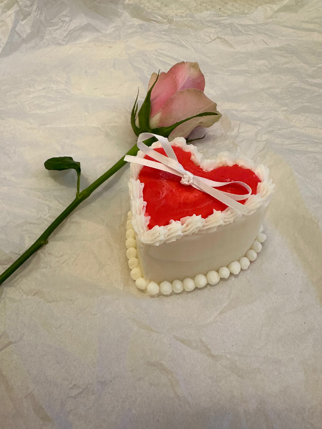 Red / White Heart Cake Candle