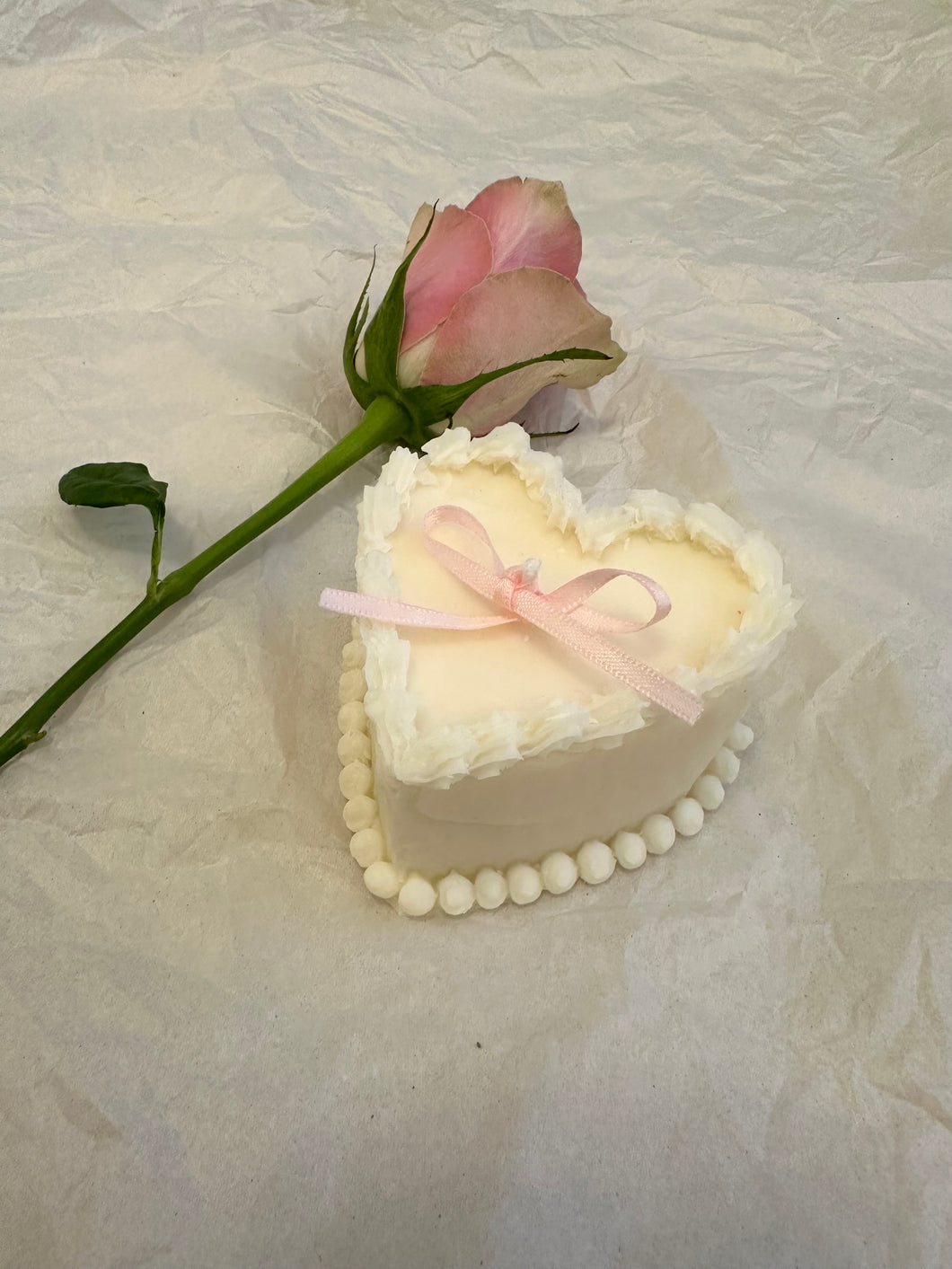 White Heart Cake Candle