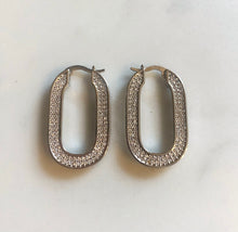 Load image into Gallery viewer, Diamanté oval hoops
