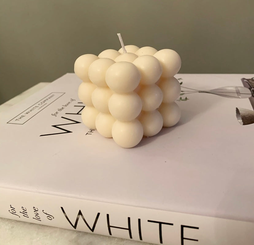 White Bubble Candle Scented with English Pear & Freesia