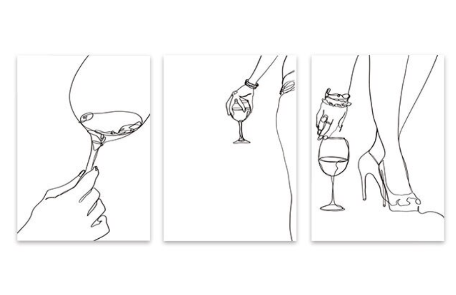 Abstract Wine Prints set of 3 21x30cm Unframed